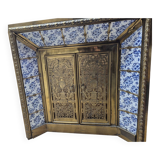 Monumental fireplace front in brass and earthenware - 1960s