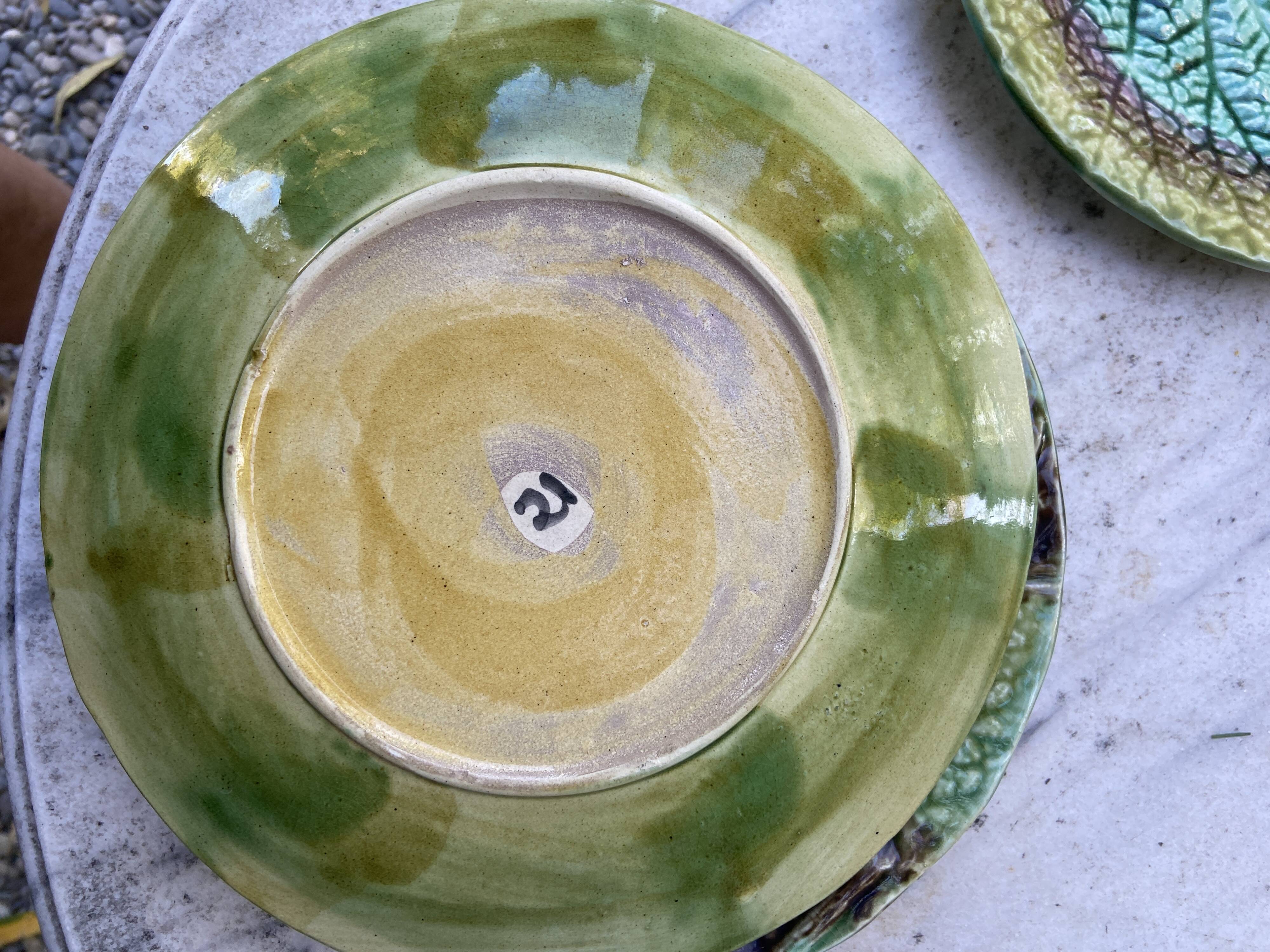 Set 8 slush plates with leaf decoration