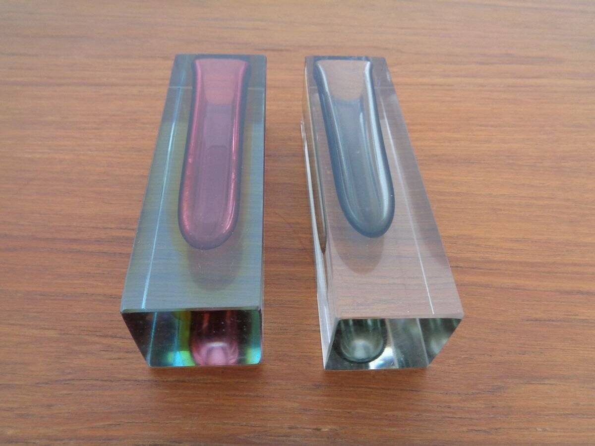 Italian Murano Glass Sommerso Vases from Murano, 1960s, Set of 2