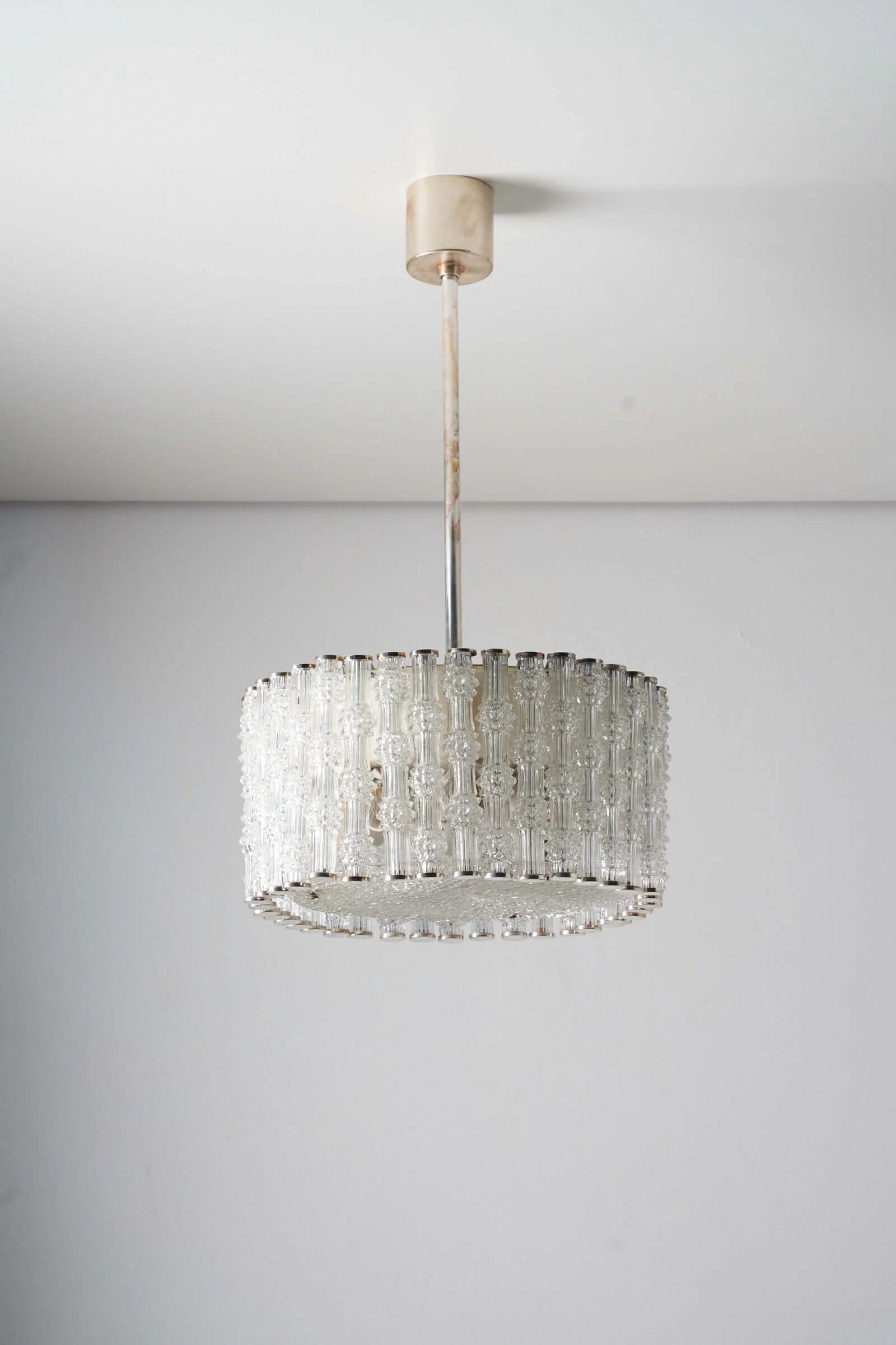 Kaiser Leuchten glass pendant lamp with nickel patina