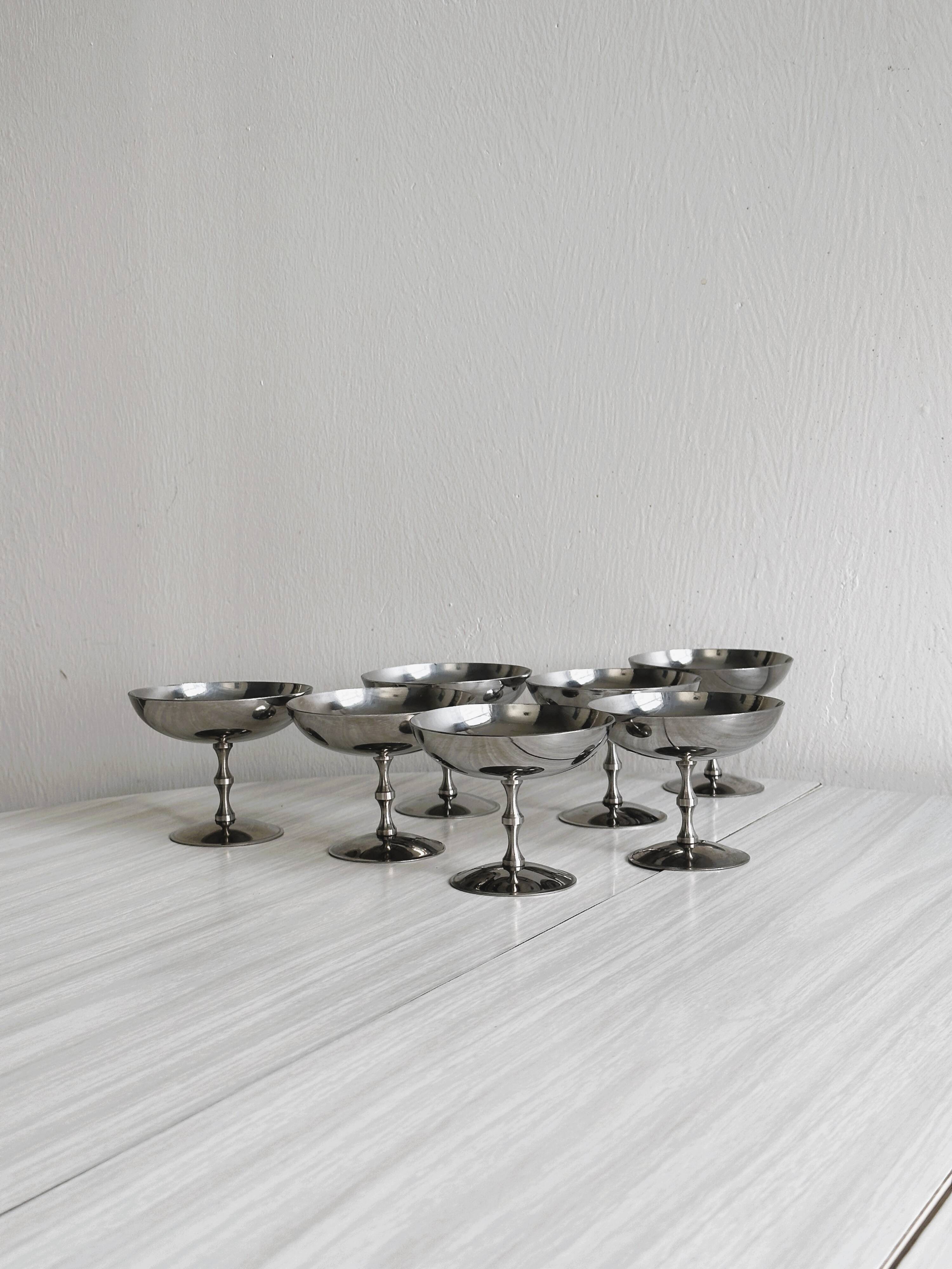 6 stainless steel footed bowls, Letang Remy style