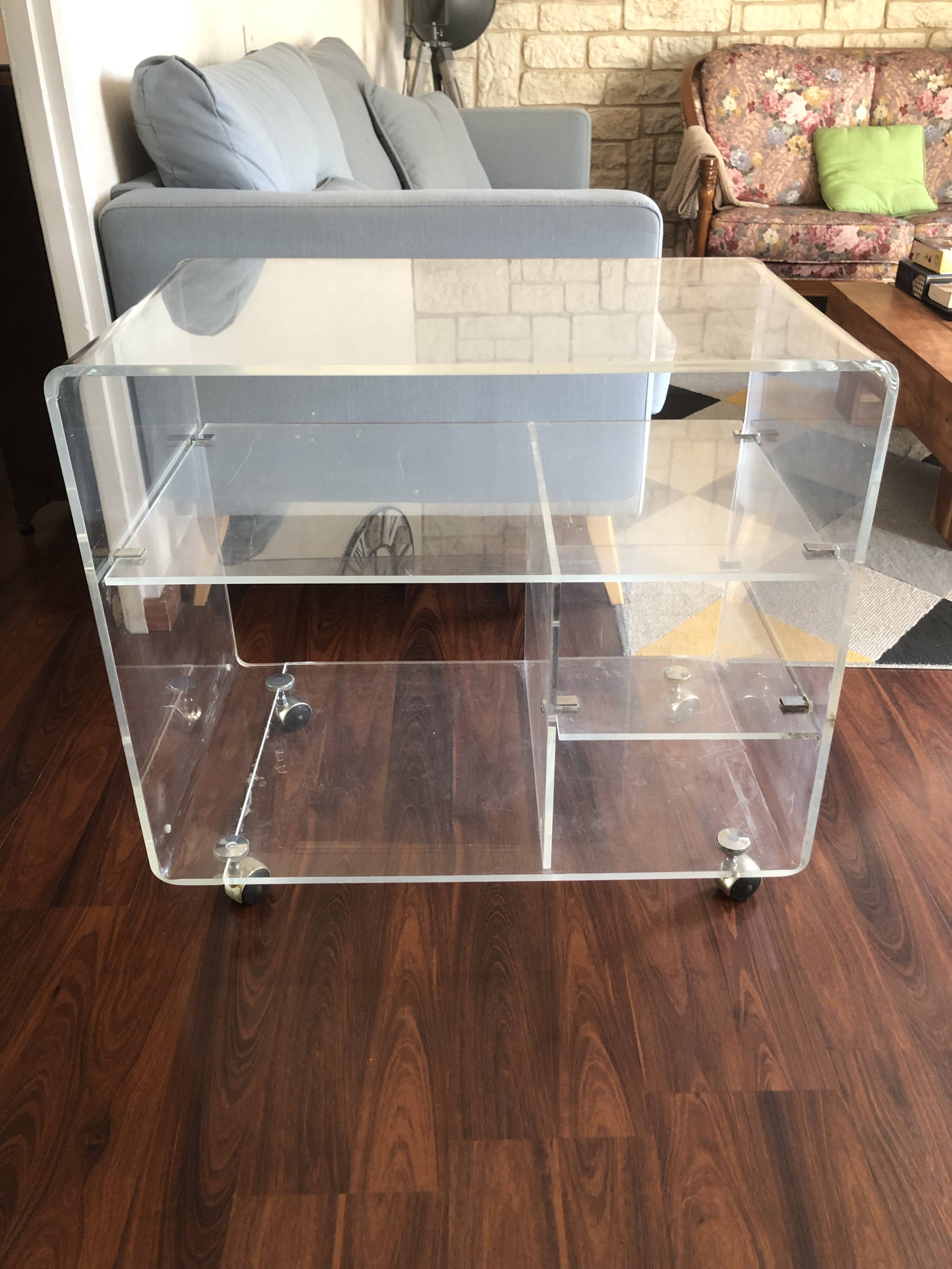 Designer TV unit David Lange vintage Plexiglas