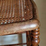 Tabouret ancien cannage et bois tourné
