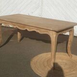 Large antique table in raw solid wood with 2 extensions for 8 to 12 people