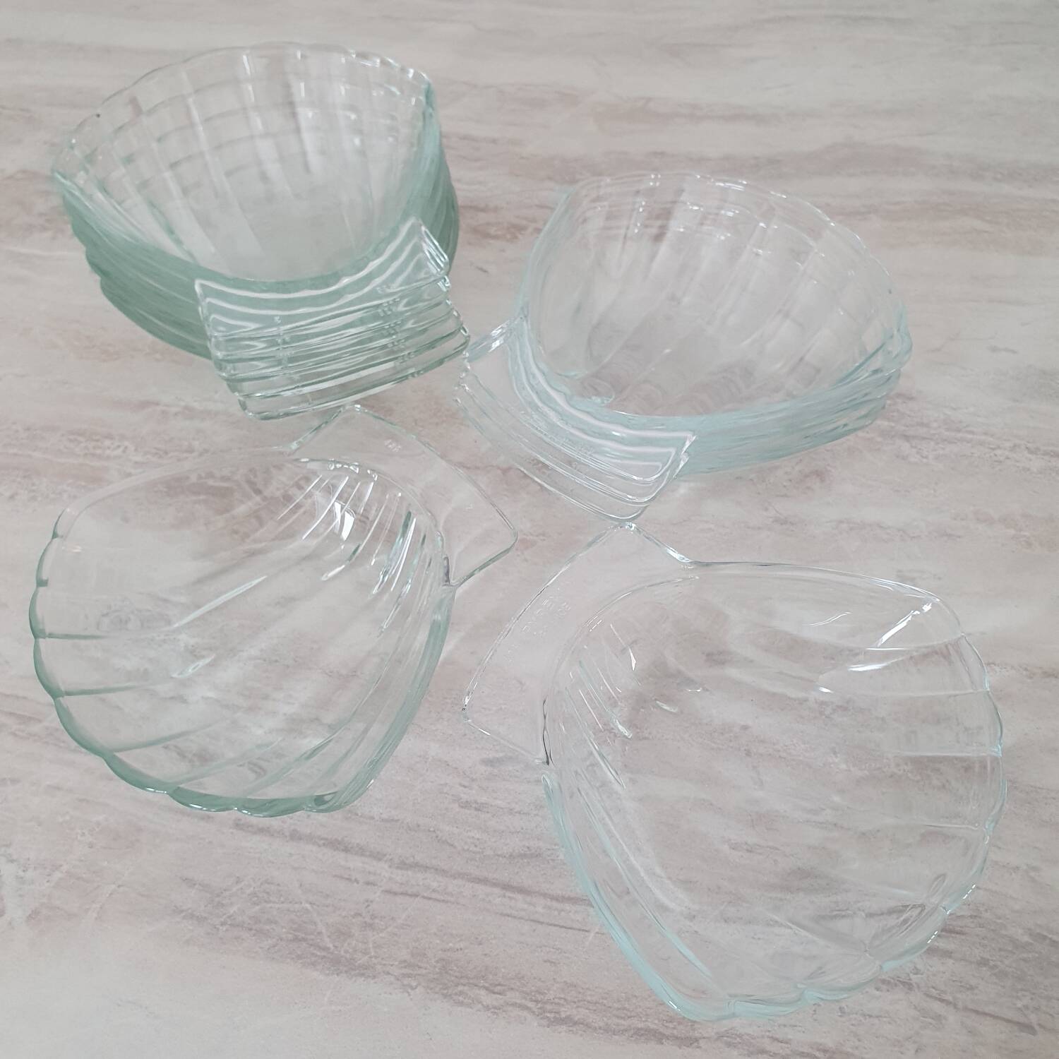 Glass scallop bowls