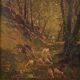 Peinture de paysage italienne avec des moutons signée C. Bentivoglio