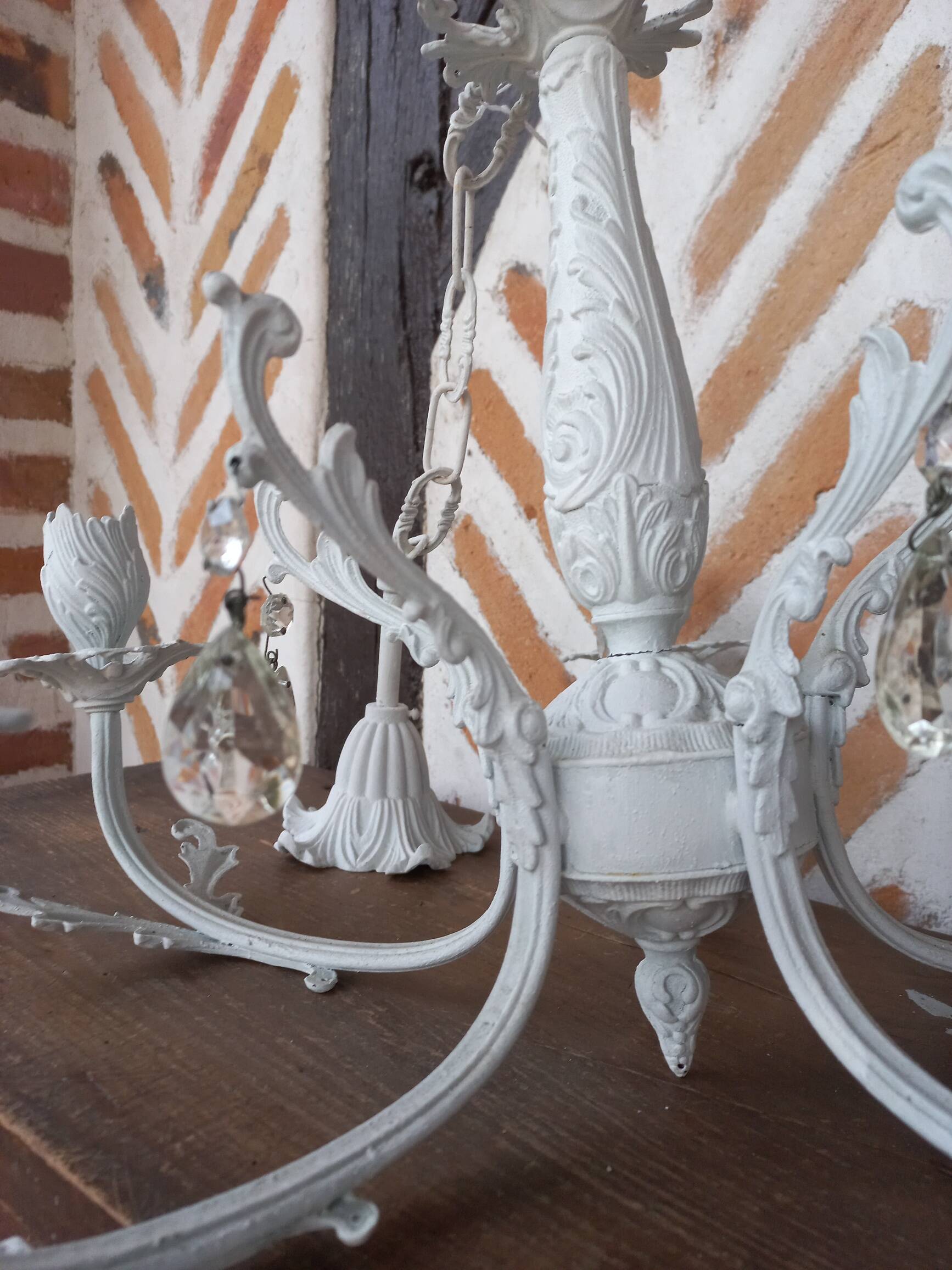 Lustre bougeoir pampilles