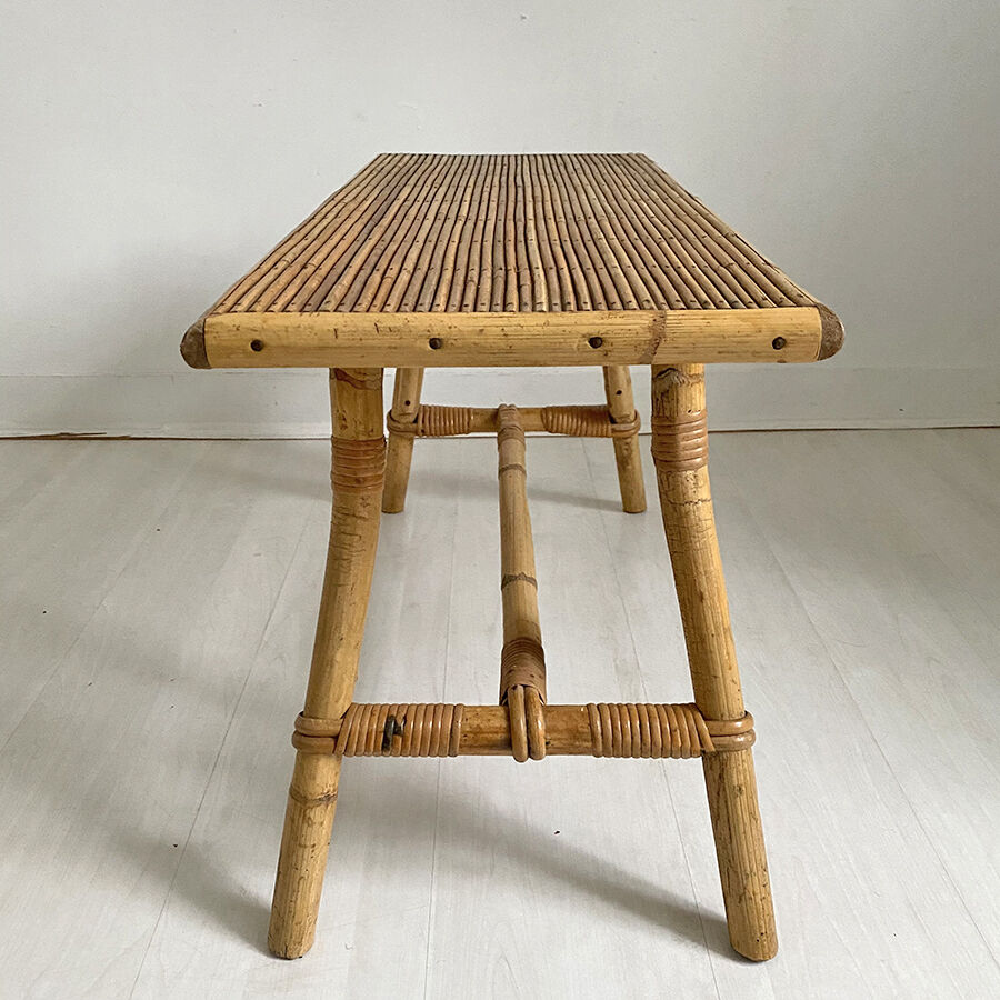 60's vintage rattan coffee table