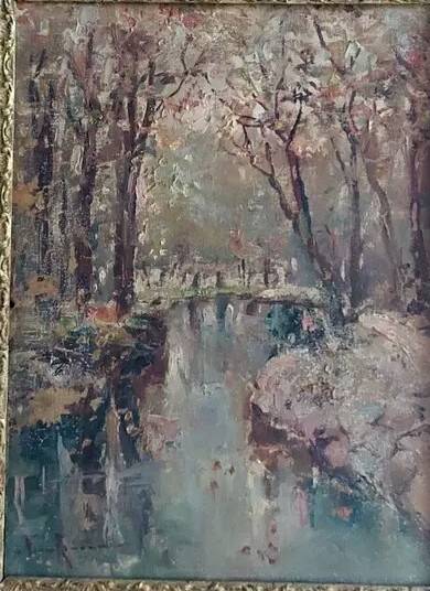 Peinture impression à l'huile sur carton toilé, première moitié du XXe siècle, Franco Ricciardi