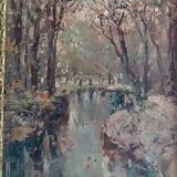 Peinture impression à l'huile sur carton toilé, première moitié du XXe siècle, Franco Ricciardi