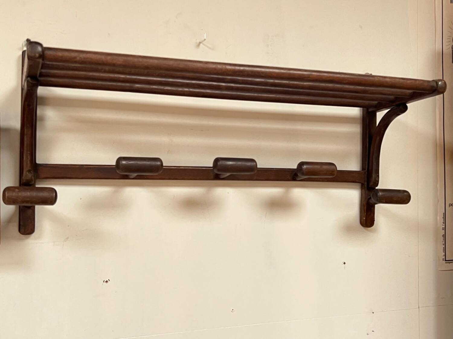 Old oak wall coat rack