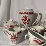 Art Deco pink earthenware service by Badonviller, porcelain, circa 1930