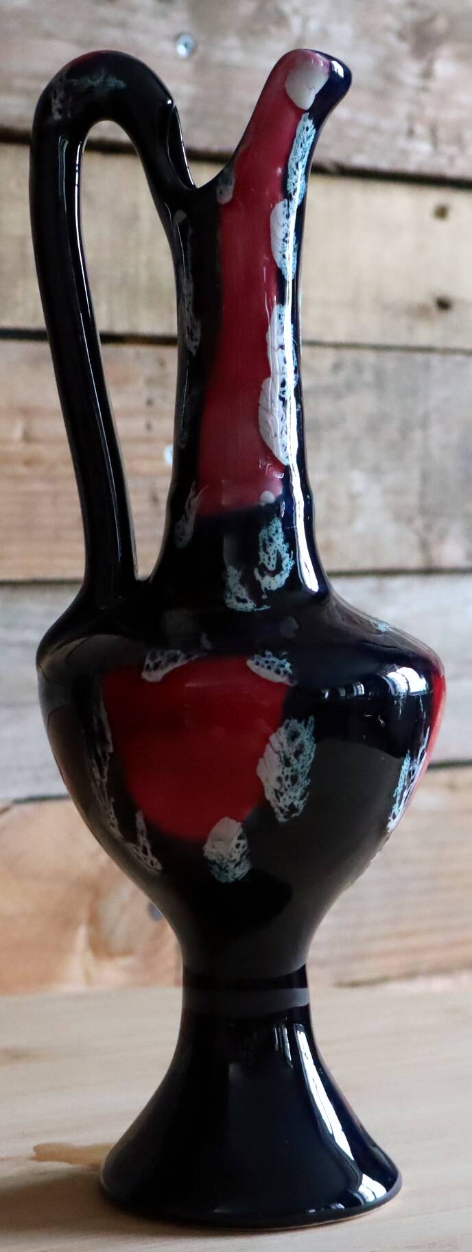 Night blue and pink smooth glazed ceramic vase pitcher soliflore.