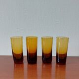 Set of 4 amber shot glasses