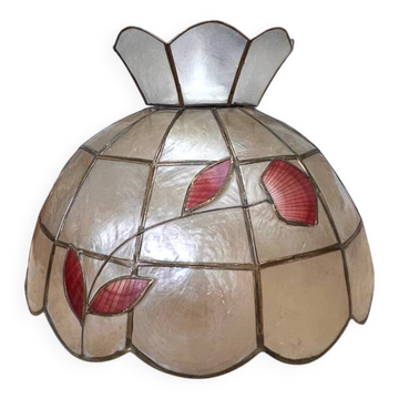 Mother-of-pearl pendant - pink leaf decorations