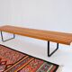 Bench in 60s-70s style, slatted bench, low seat, retro vintage style from the 60s-70s.