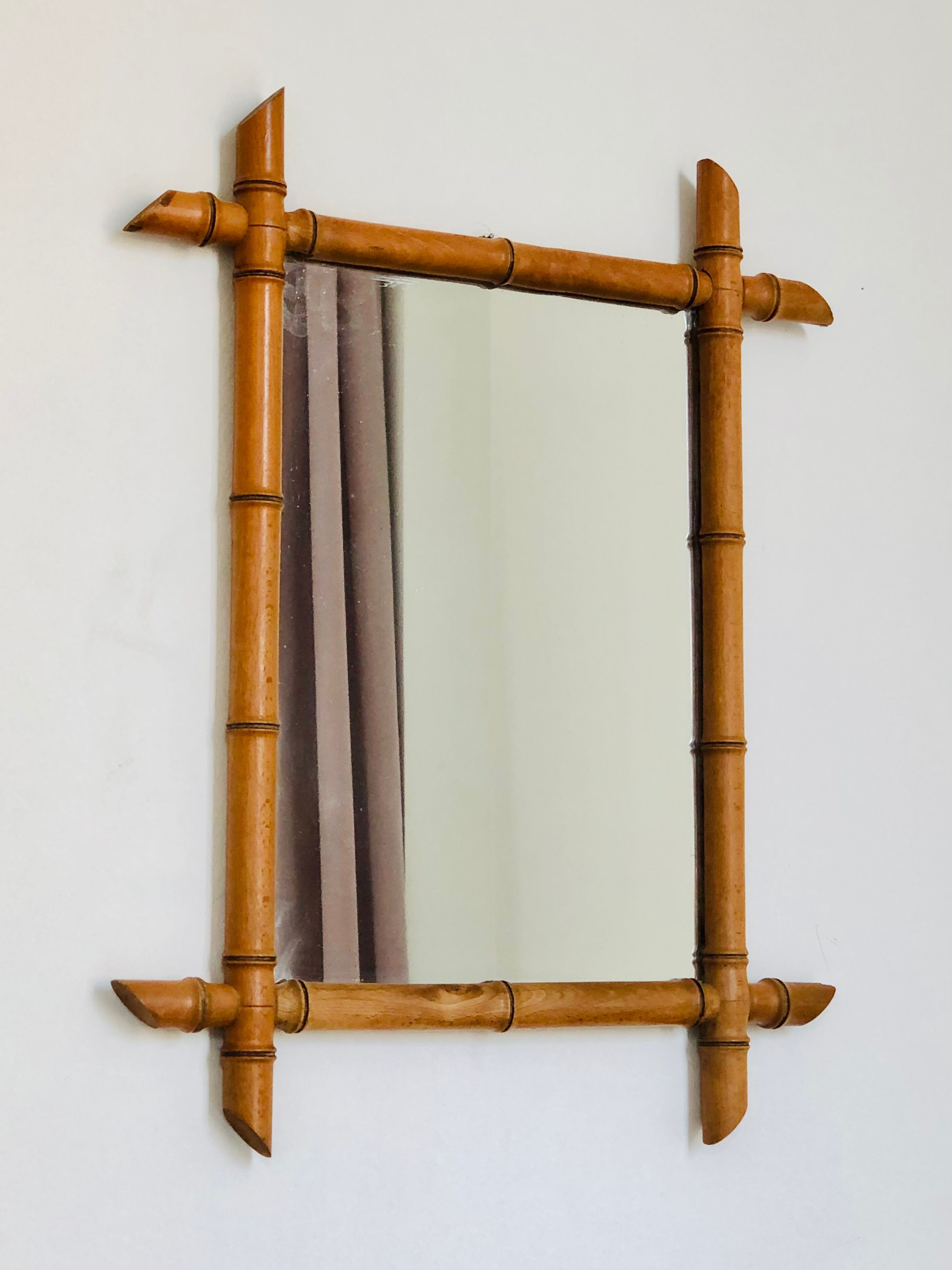 Wall mirror in faux bamboo wood 60x48cm