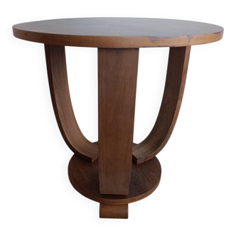 Round Art Deco table in walnut veneer – 1948