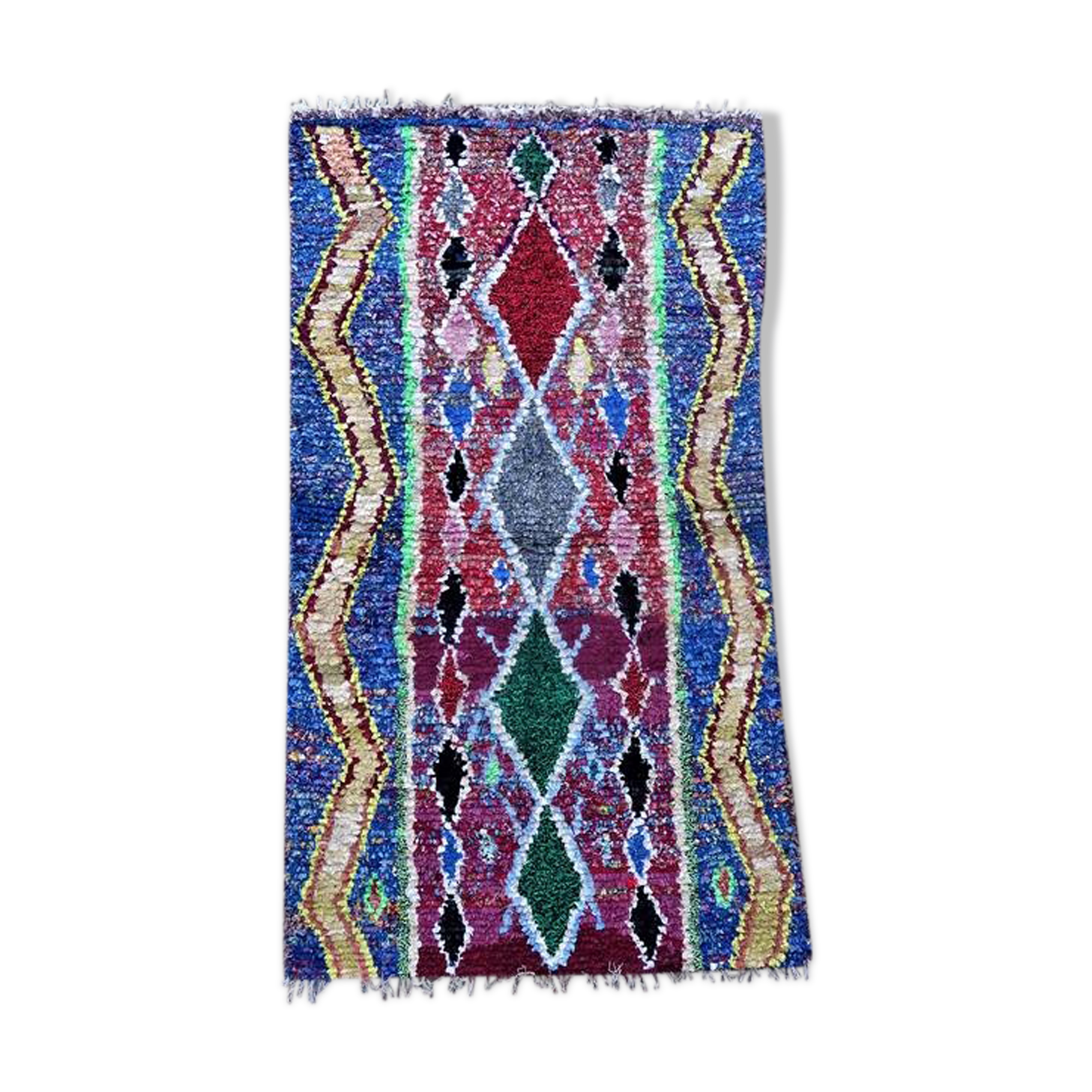 Authentic Moroccan Berber carpet kilim boucherouite 205X120 cm T46202