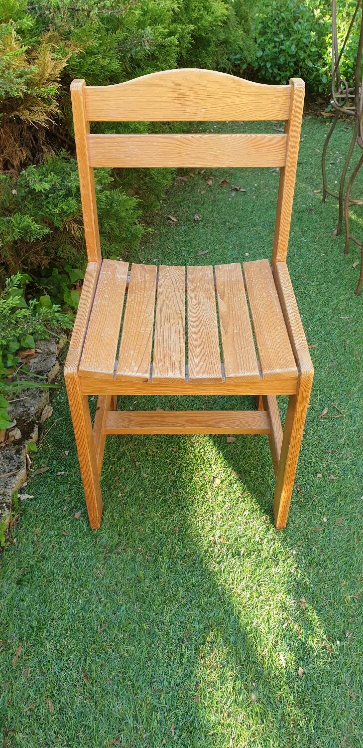 Vintage pine chair armchair from the 70s