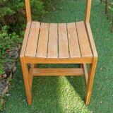 Fauteuil chaise vintage en pin années 70