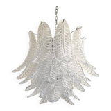 Contemporary Italian Transparent “Felci” Murano Glass Chandelier