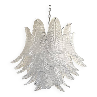 Lustre contemporain italien en verre de Murano transparent « Felci ».