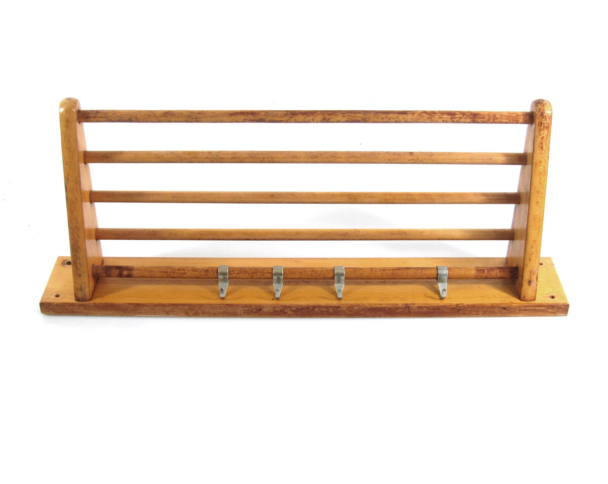 Porte-manteau en bois vintage des années 50 design Piet Zwart Bruynzeel