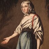 Antique Painting Pastoral Scene From The 18th Century