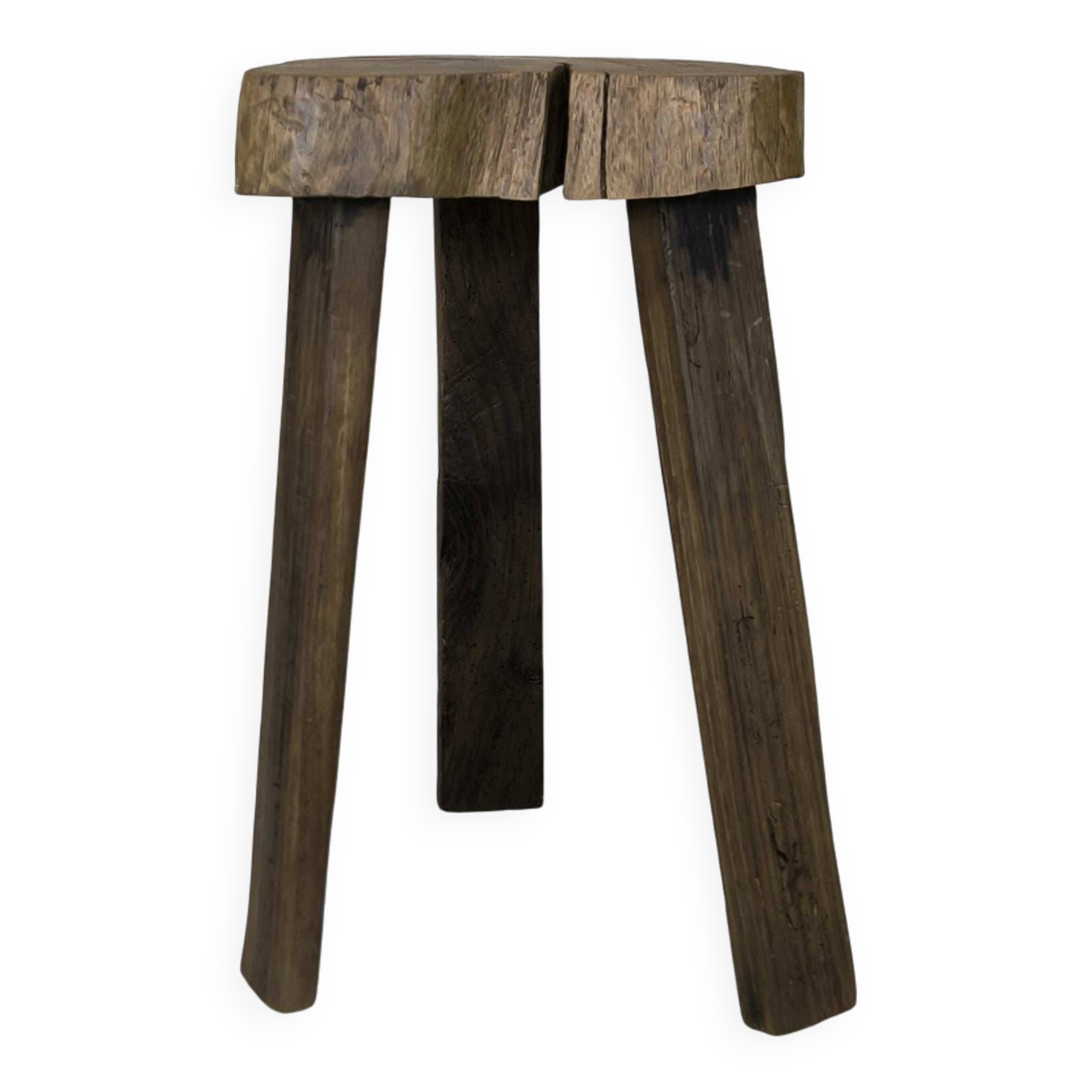 Brutalist wooden tripod stool