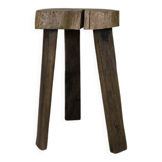 Brutalist wooden tripod stool