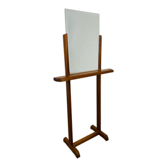 Beveled mirror on oak stand 40s