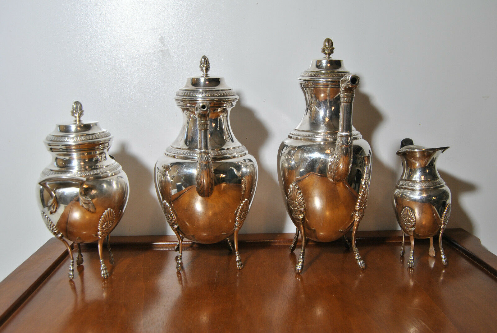 Service ancien thé café métal argenté cafetière théière sucrier pot lait