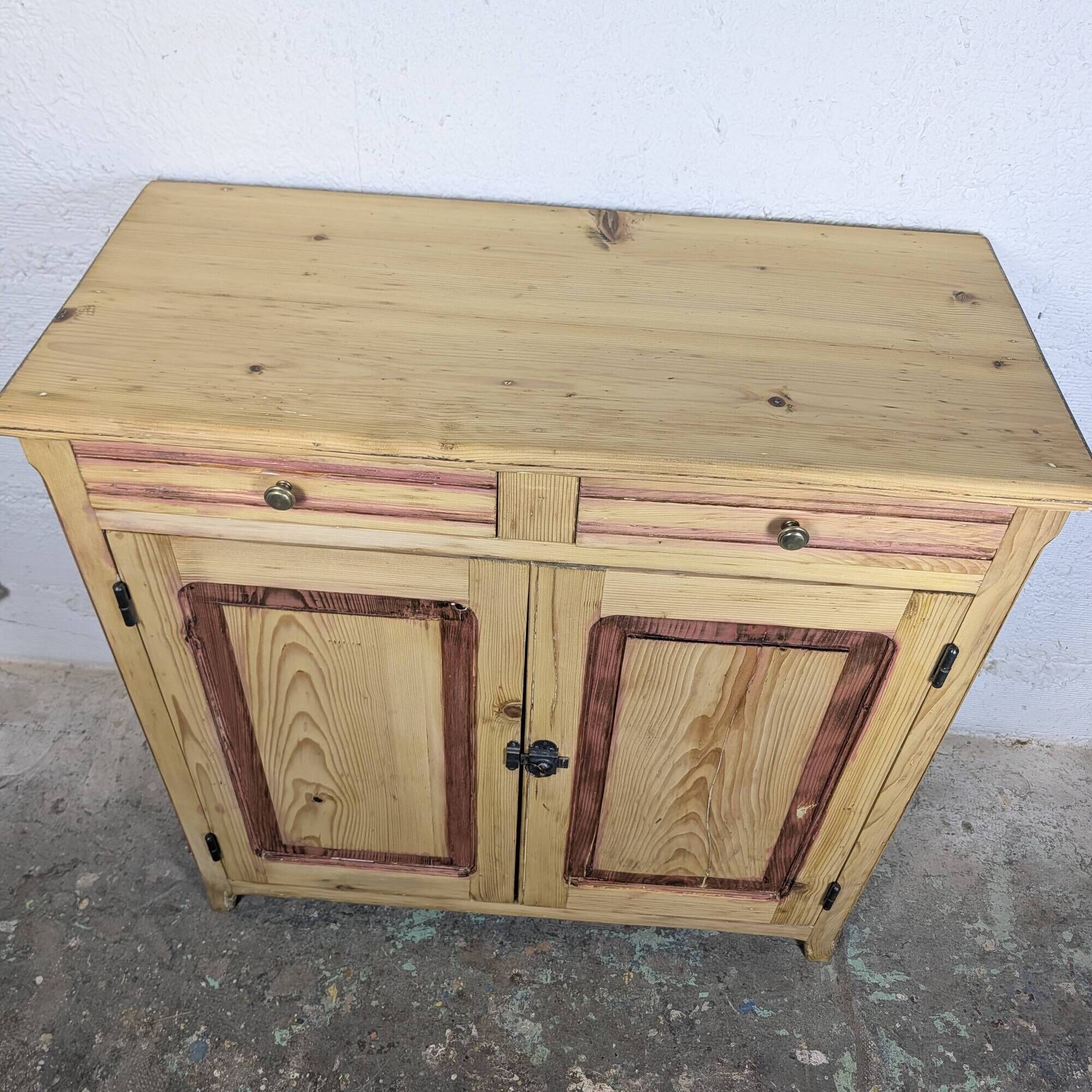 Rustic pine sideboard with two doors