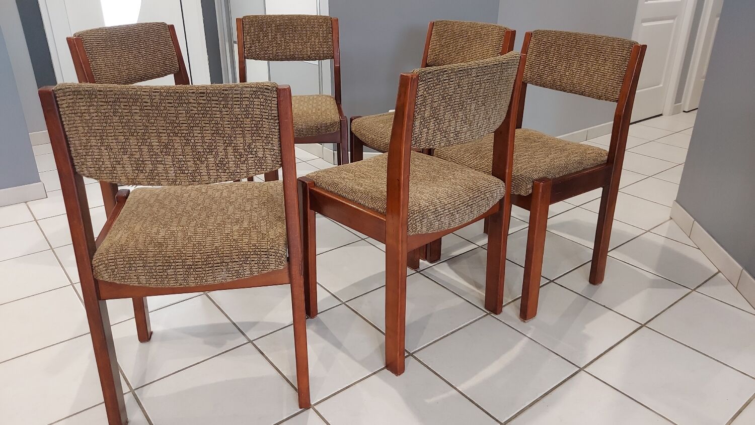 Suite of 6 vintage Baumann dining chairs 1970