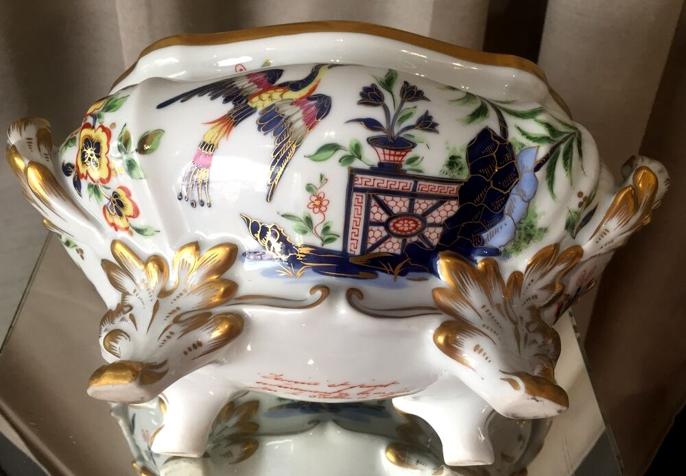 Soupiere or legumier in porcelain painted at home le tallec paris france floral decor