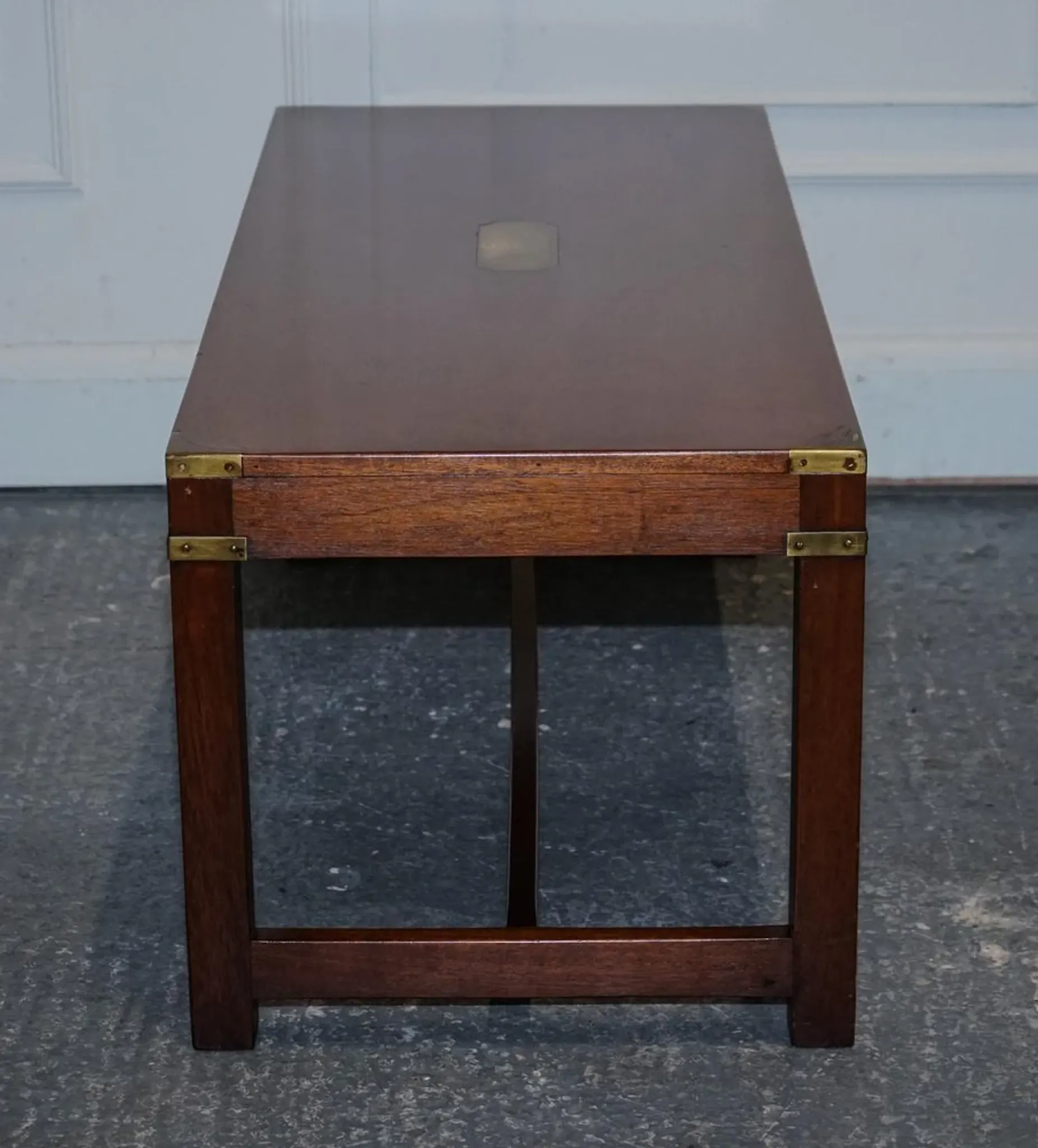 Vintage Reh Kennedy Military Campaign Coffee Table with Brass Fittings from Harrods