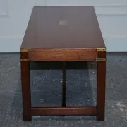 Vintage Reh Kennedy Military Campaign Coffee Table with Brass Fittings from Harrods