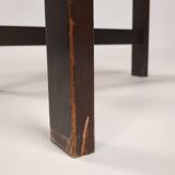 2 Chaises de salle à manger brutalistes en bois et cuir