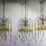 Lustre murano gouttes en cristal ambre