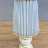 Vintage candlelight vanilla earthenware border gold and rhodoid lampshade pleated azure