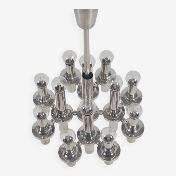 Modernist chandelier in chrome attributed to Gaetano Sciolari, 1970s