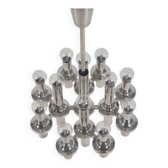 Lustre moderniste en chrome attribué à Gaetano Sciolari, années 1970