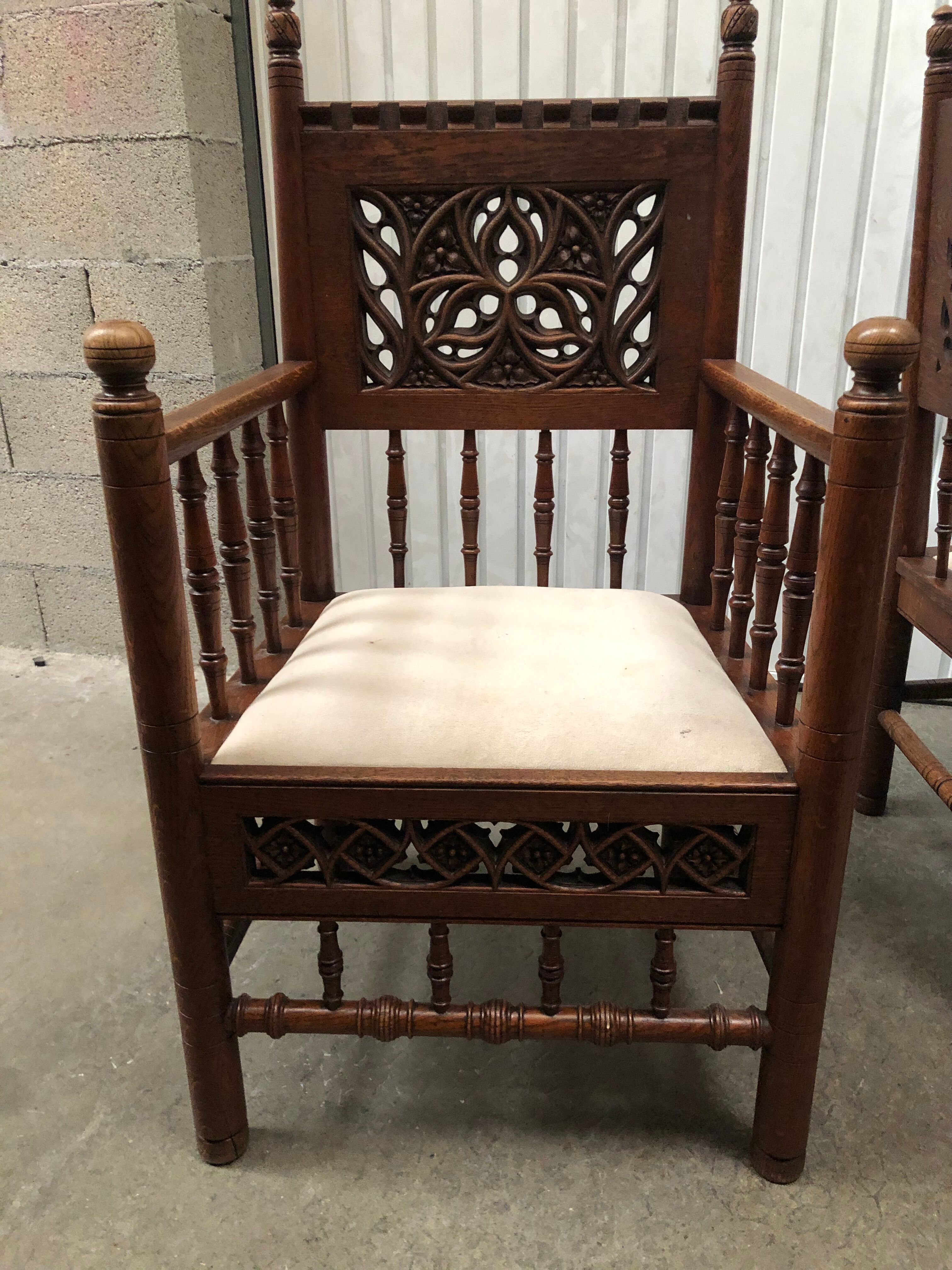 2 armchairs old Gothic style