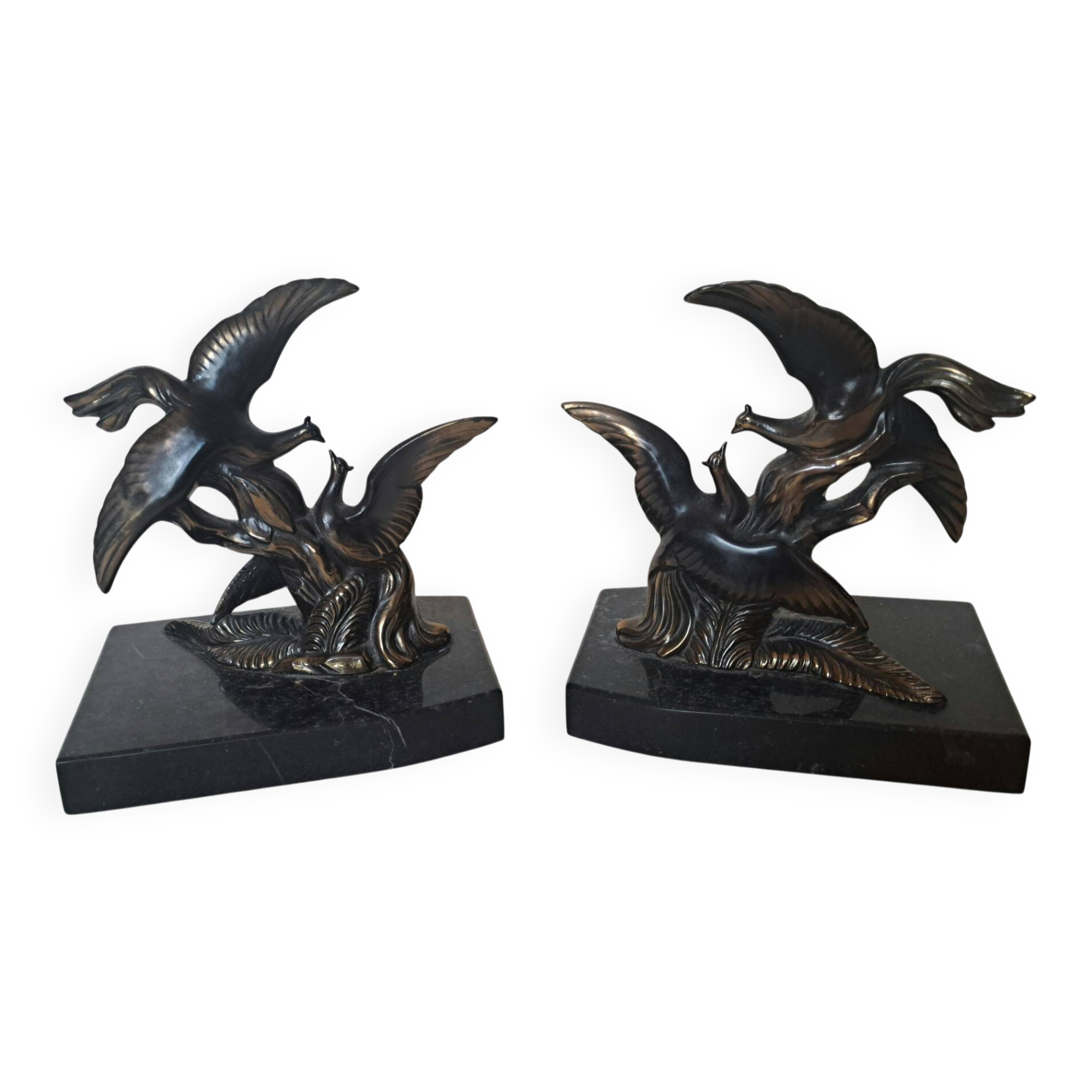 Pair of vintage paradise bird bookends