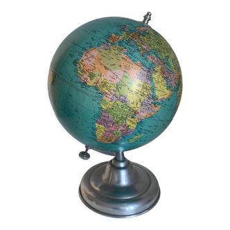 Globe vintage 1964 terrestre Taride aluminium, 36 cm