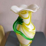 Vase en verre jaune et vert