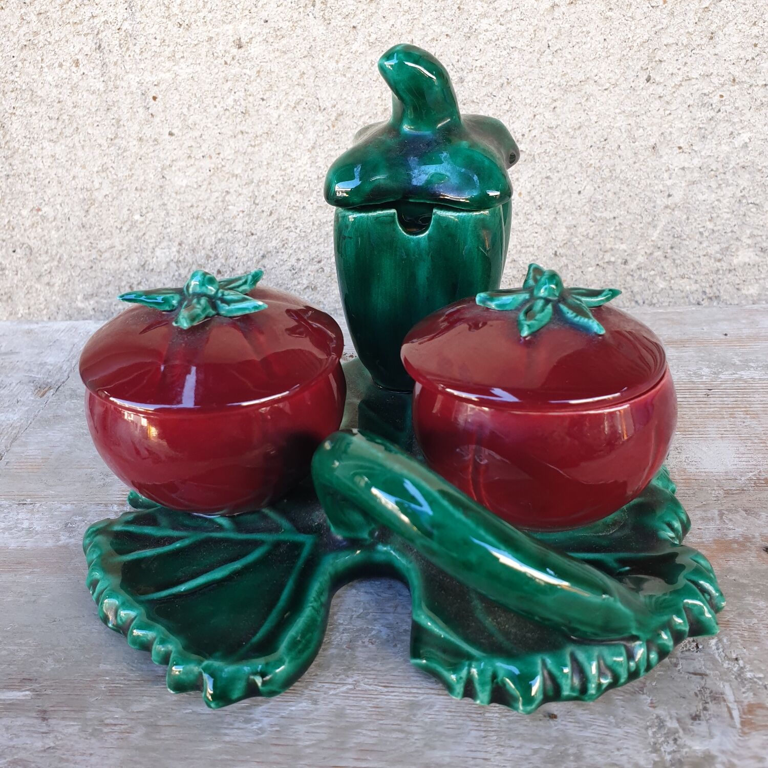 Service ceramique vintage sel poivre moutarde années 1950 1960