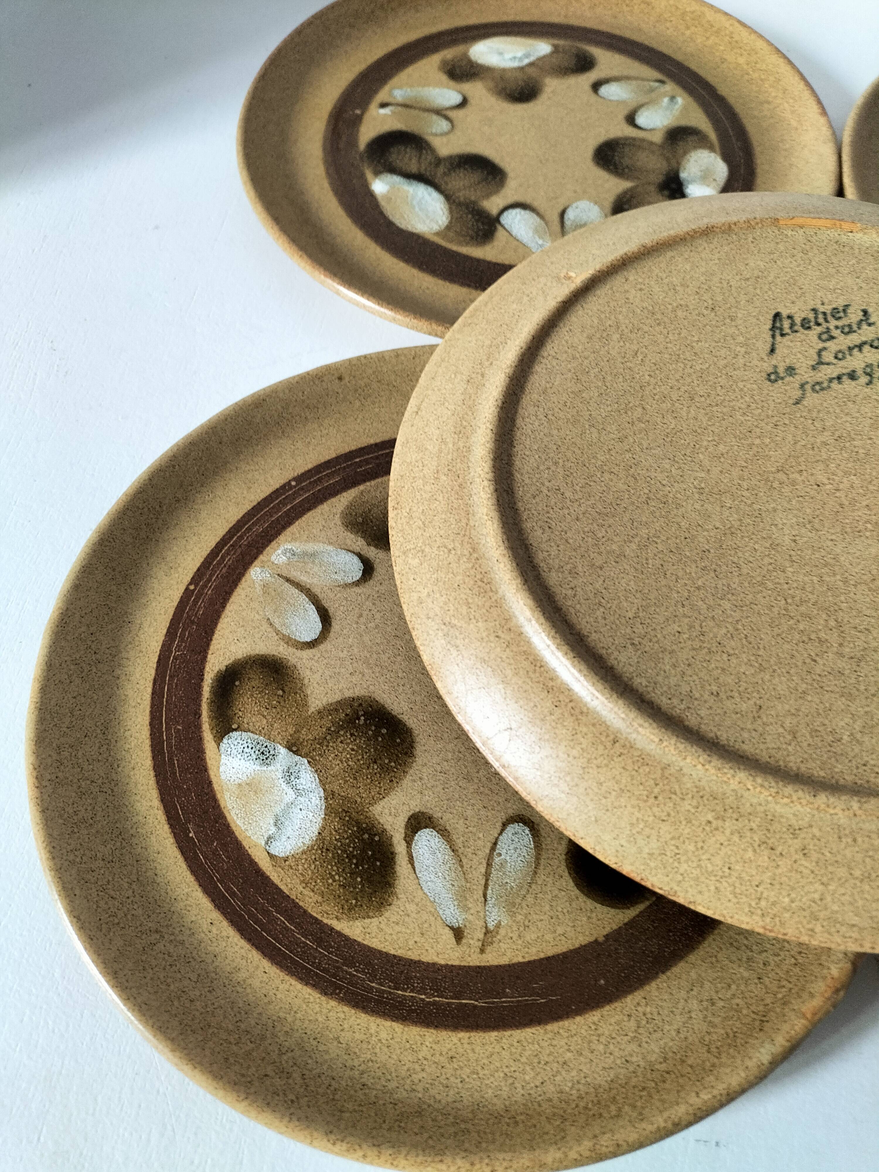 6 dessert plates in stoneware Atelier d’Art Lorraine Sarreguemines