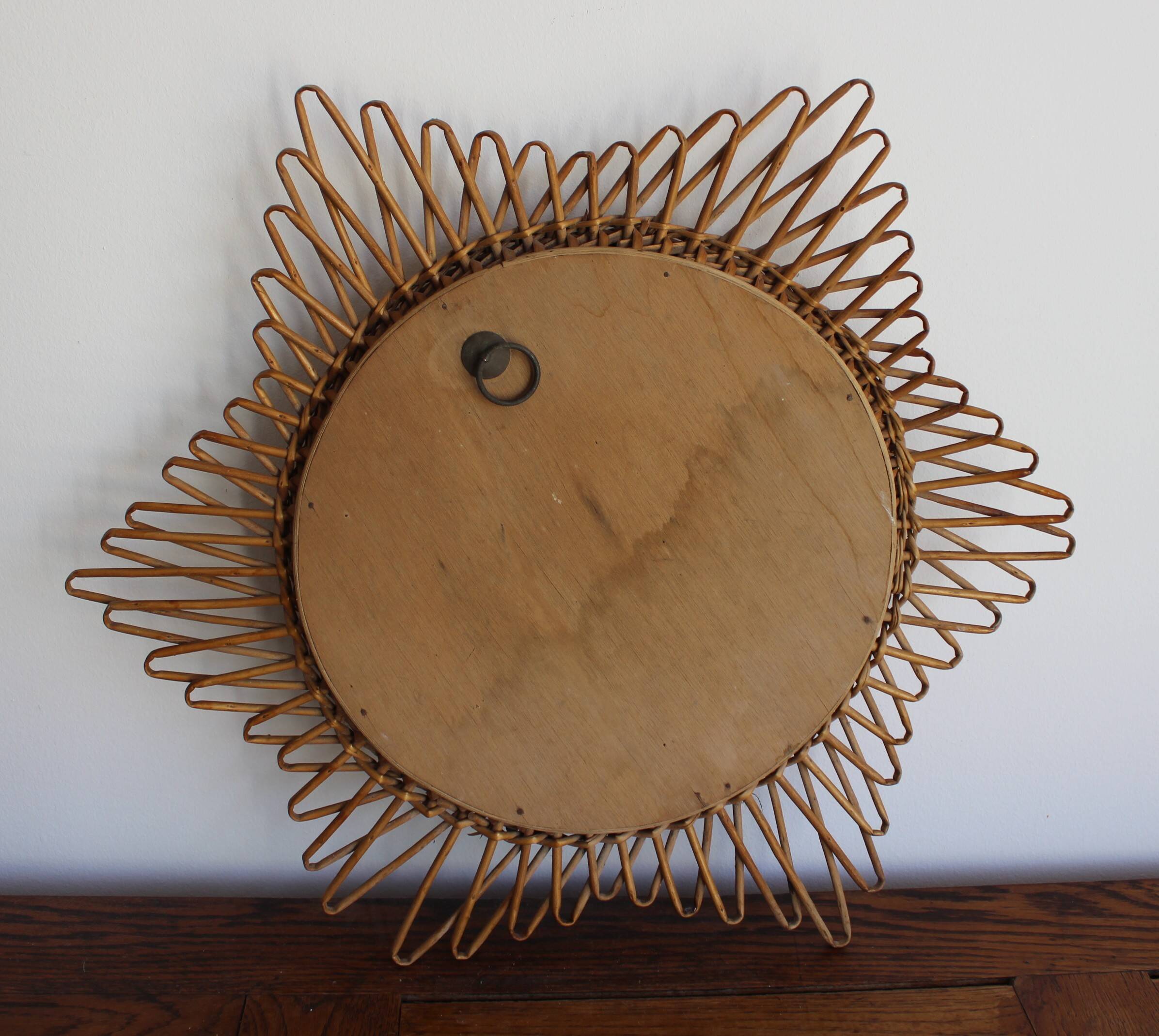 Old rattan star witch mirror vintage design 50s 60s